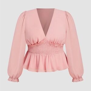 Chic V-Neck Blouse in Soft Pink